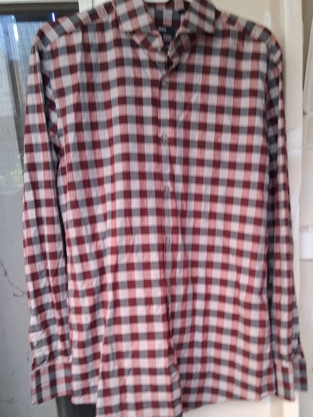 Mens Hugo Boss Plaid Slim Fit Dress Shirt Size 16.5 42